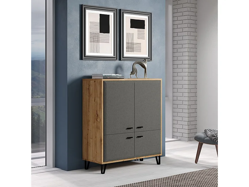 Blanshe Sideboard 4 Türen, grau.