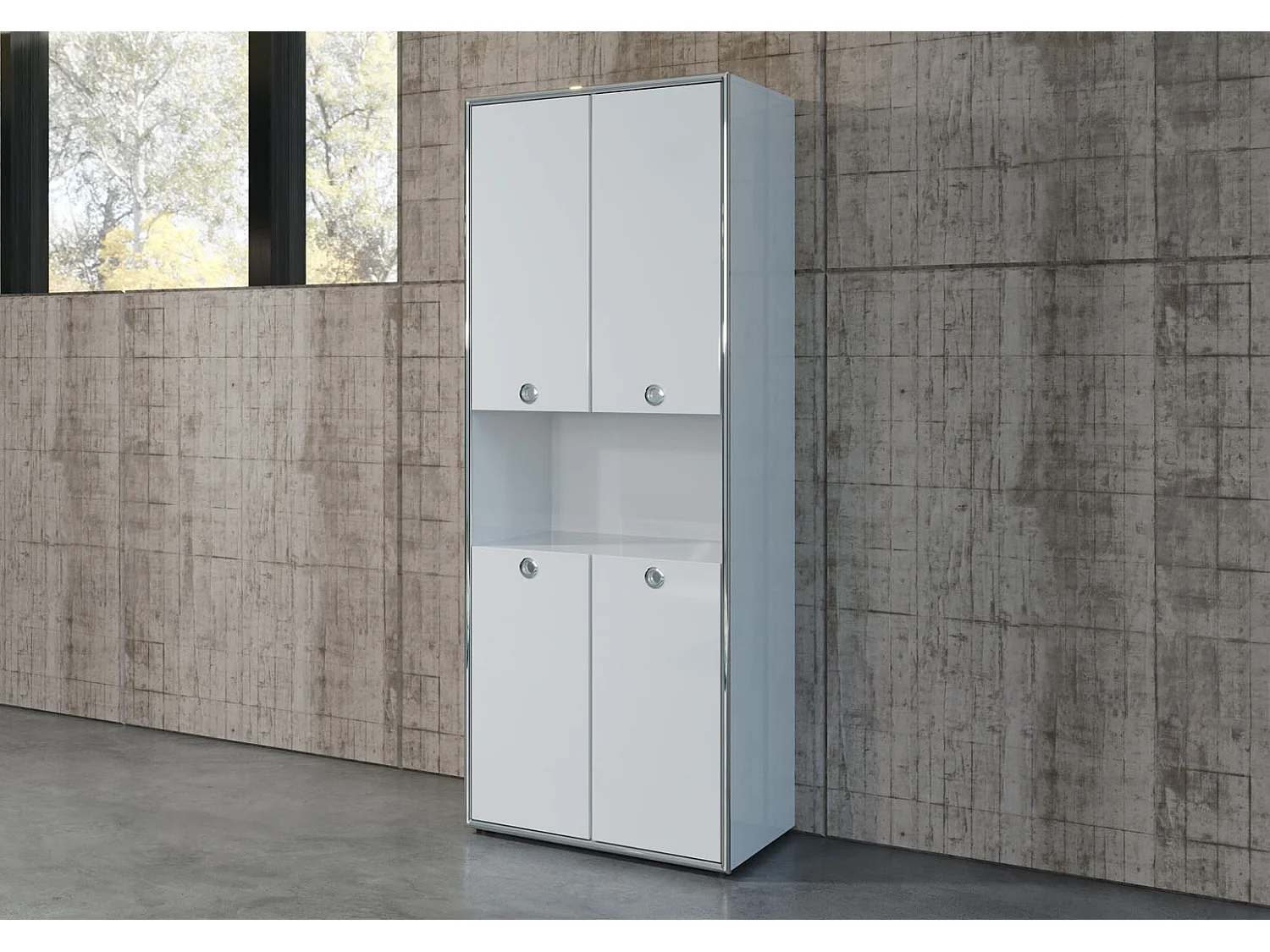 Witte MDF houten kantoorkast met 4 deuren Irma