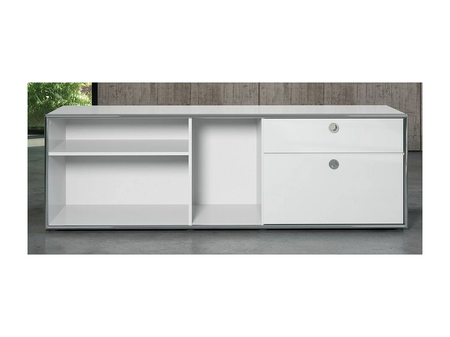 Buffet bois MDF blanc 1 volet 1 tiroir Irma L 183cm