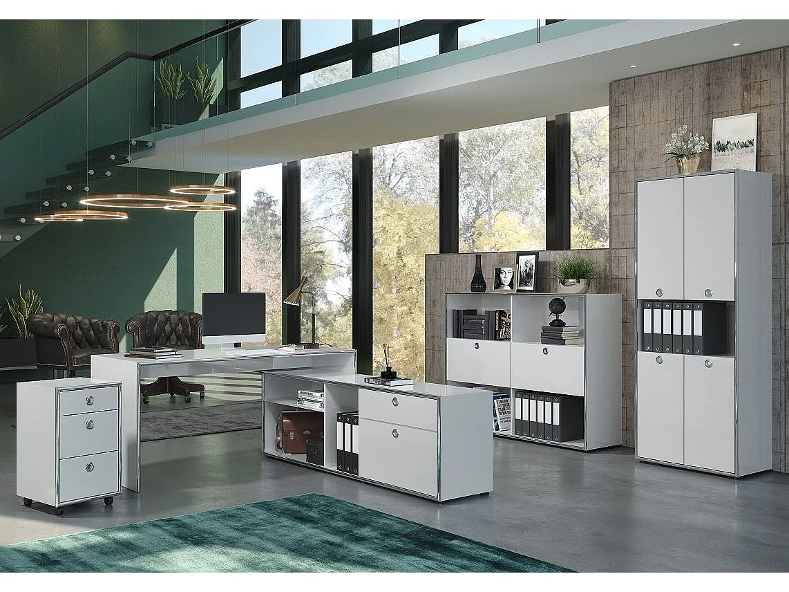 Buffet bois MDF blanc 1 volet 1 tiroir Irma L 183cm