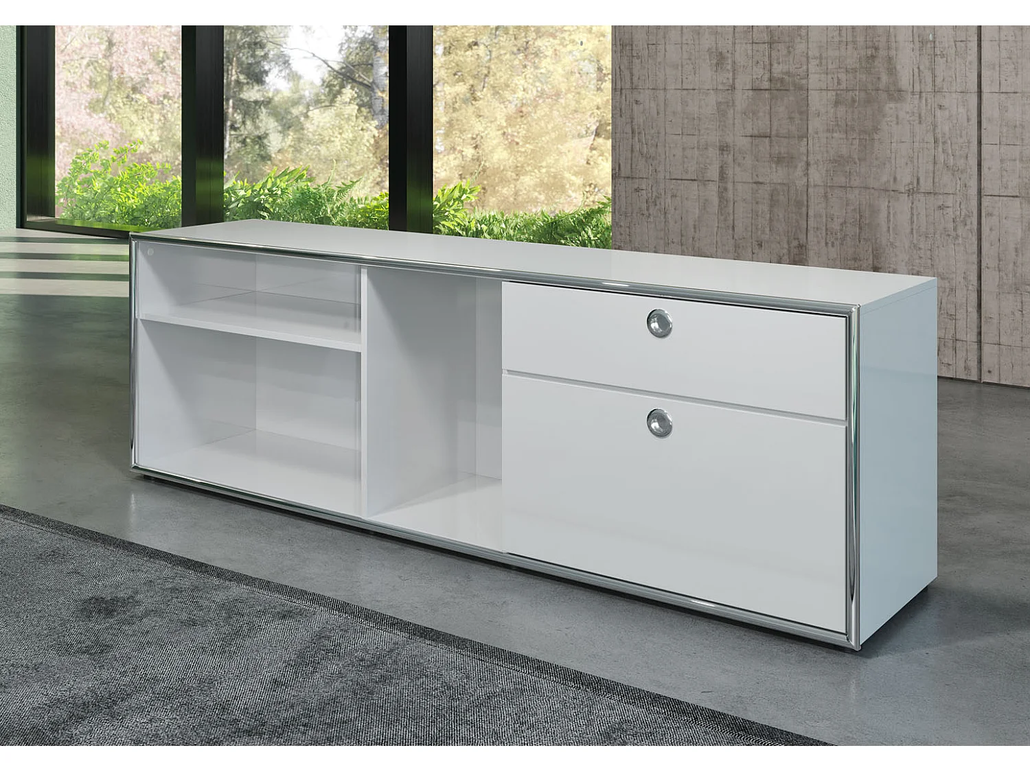 Aparador de madera MDF blanco 1 persiana 1 cajón Irma L 183 cm