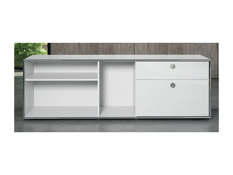 Buffet bois MDF blanc 1 volet 1 tiroir Irma L 183cm