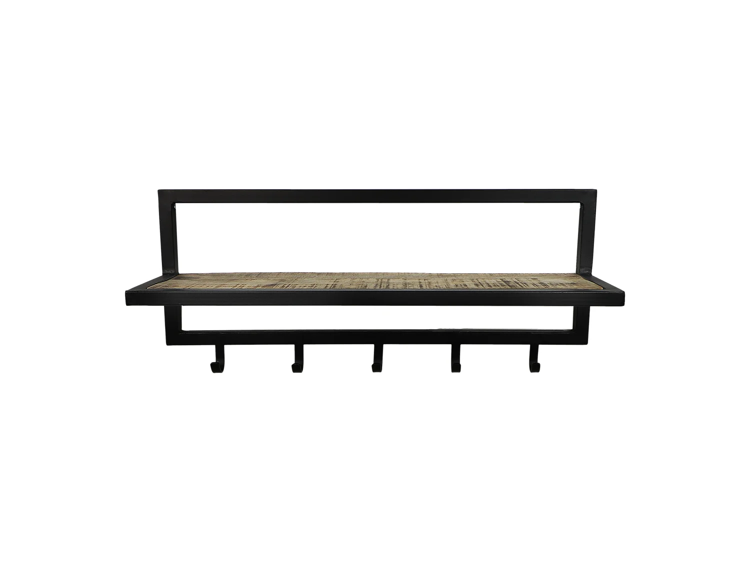 Porte-manteau avec étagère - bois de manguier et métal - naturel et noir - 66 x 17 x 28 cm