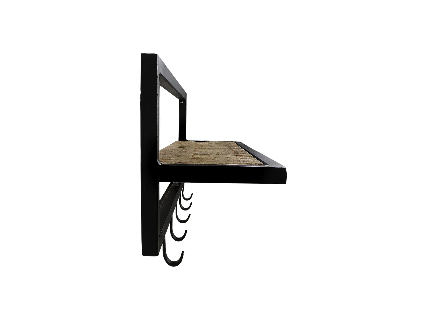 Porte-manteau avec étagère - bois de manguier et métal - naturel et noir - 66 x 17 x 28 cm