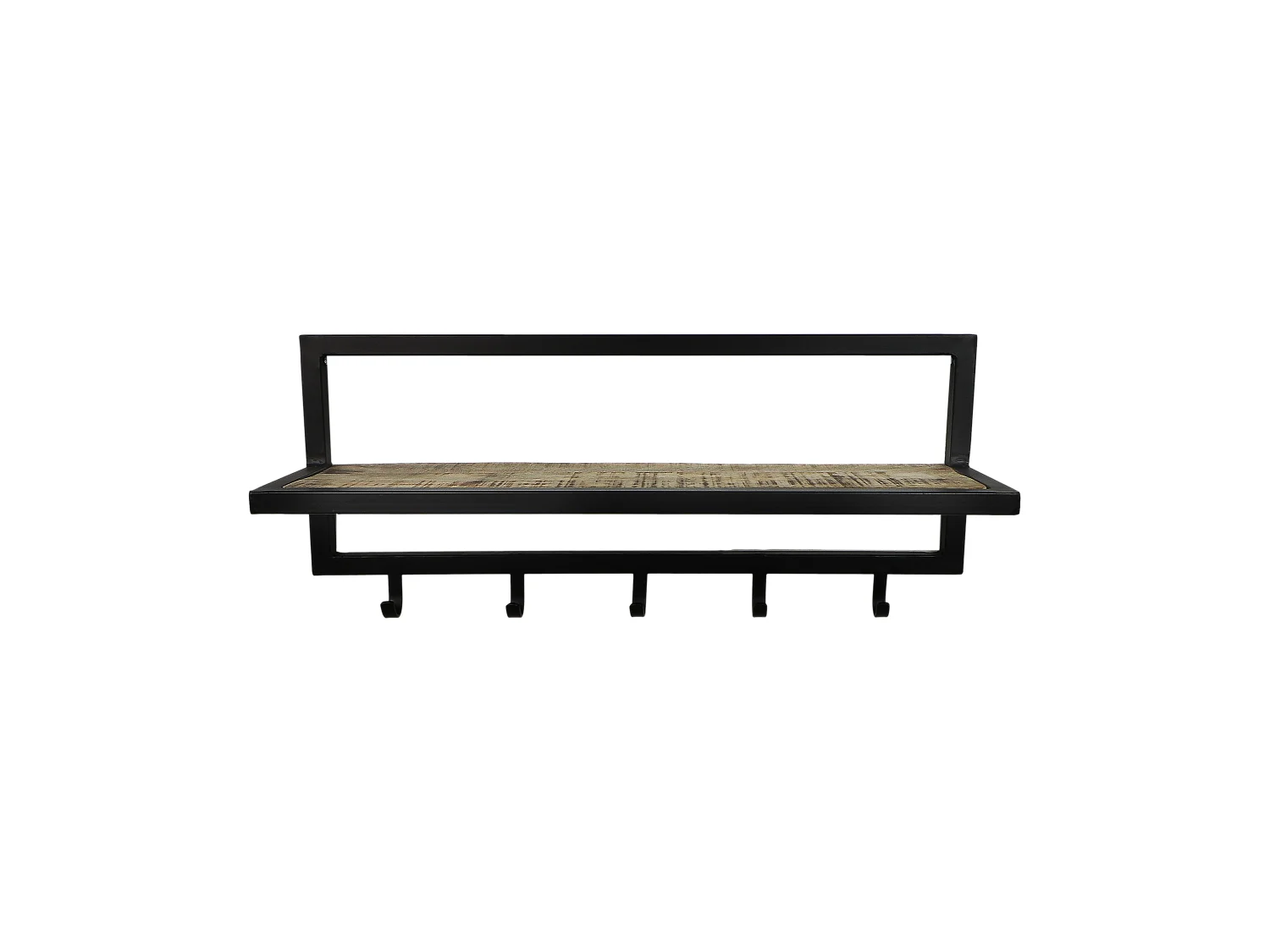 Porte-manteau avec étagère - bois de manguier et métal - naturel et noir - 66 x 17 x 28 cm