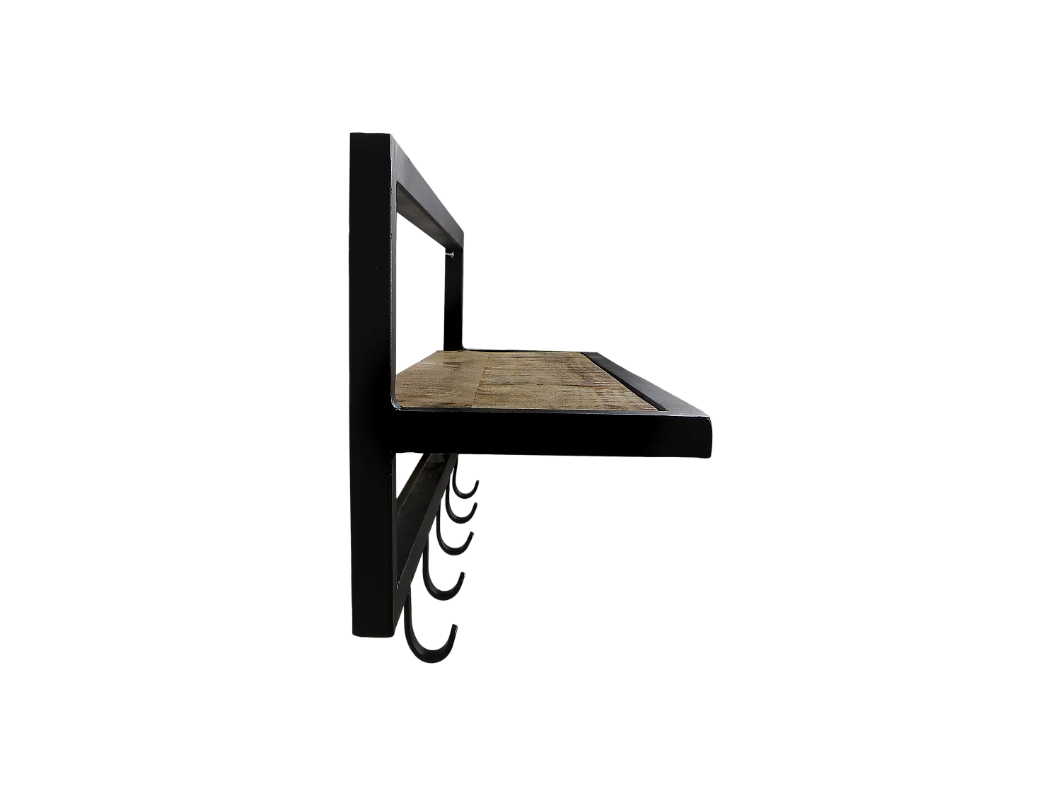 Porte-manteau avec étagère - bois de manguier et métal - naturel et noir - 66 x 17 x 28 cm
