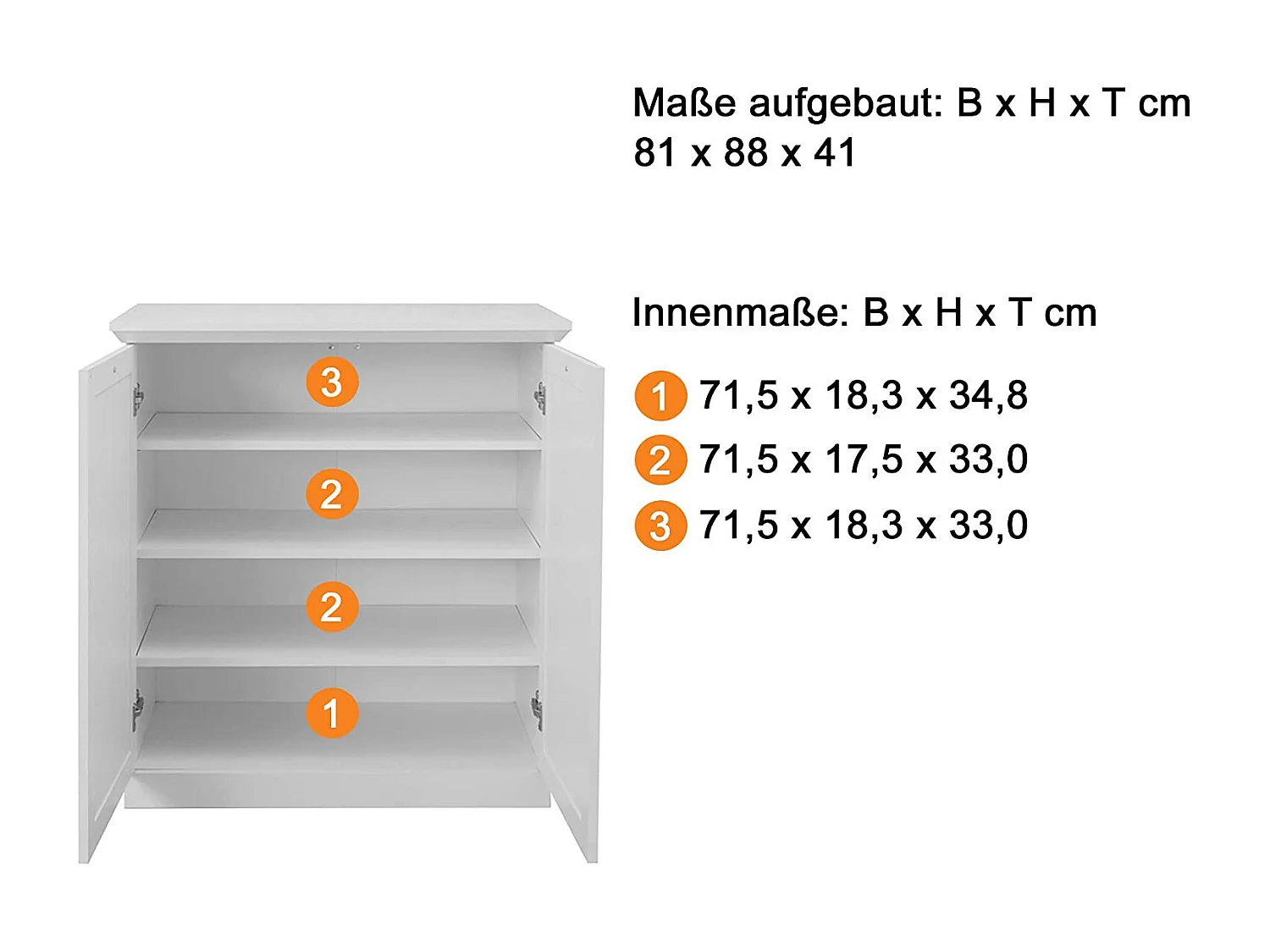 Mueble de almacenaje blanco de 2 puertas de estilo rústico moderno Valex 81 cm