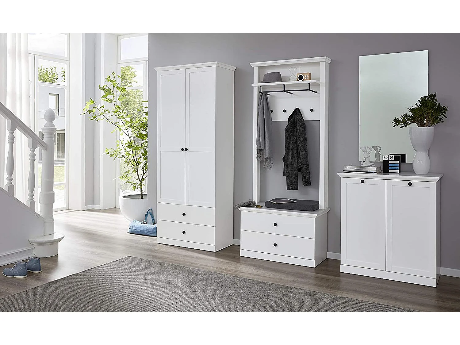 Mueble de almacenaje blanco de 2 puertas de estilo rústico moderno Valex 81 cm