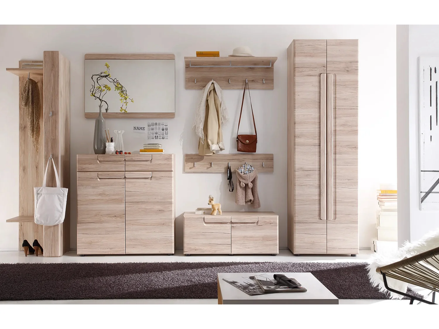 Cómoda de melamina roble claro 2 puertas Aurel