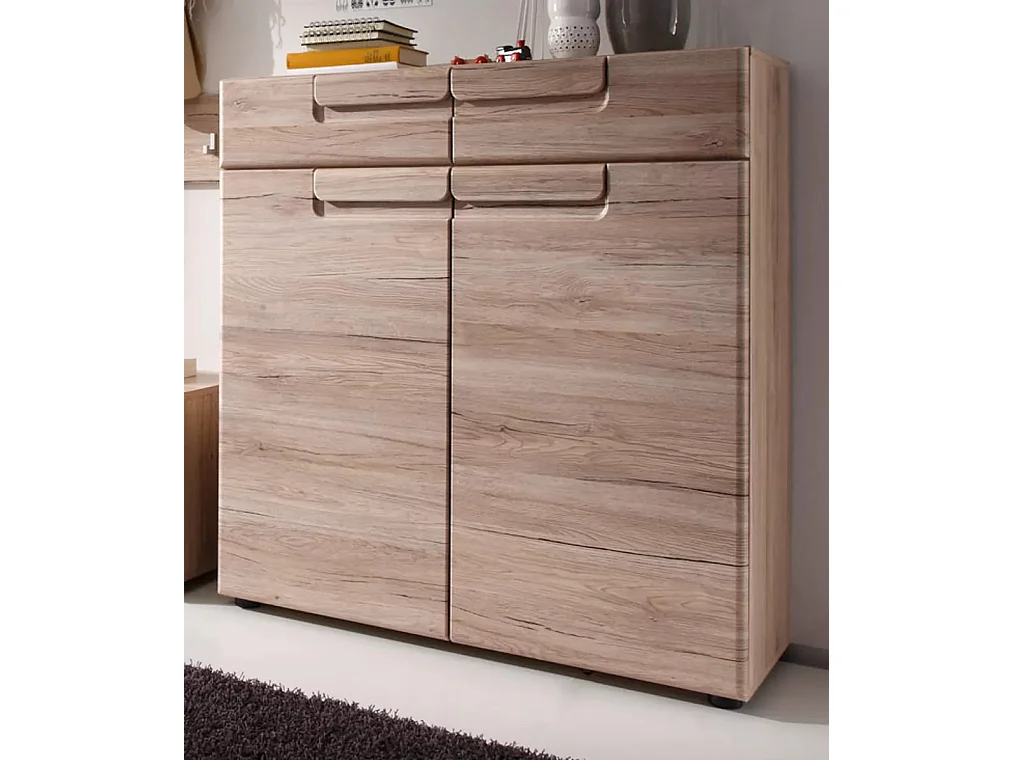 Cómoda de melamina roble claro 2 puertas Aurel