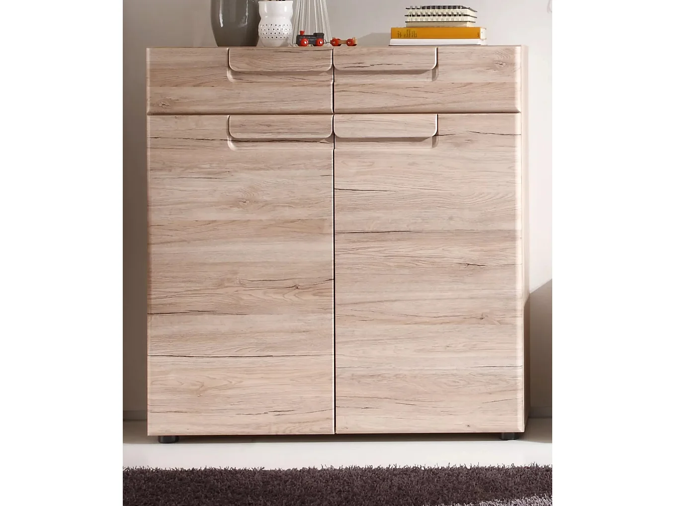 Cómoda de melamina roble claro 2 puertas Aurel