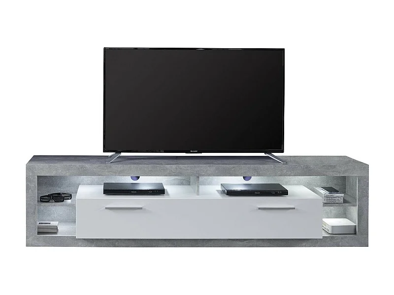 Helder wit en grijs Roska lichtgevend tv-meubel 150 cm