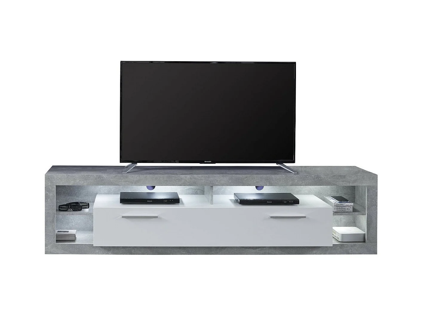 Helder wit en grijs Roska lichtgevend tv-meubel 150 cm