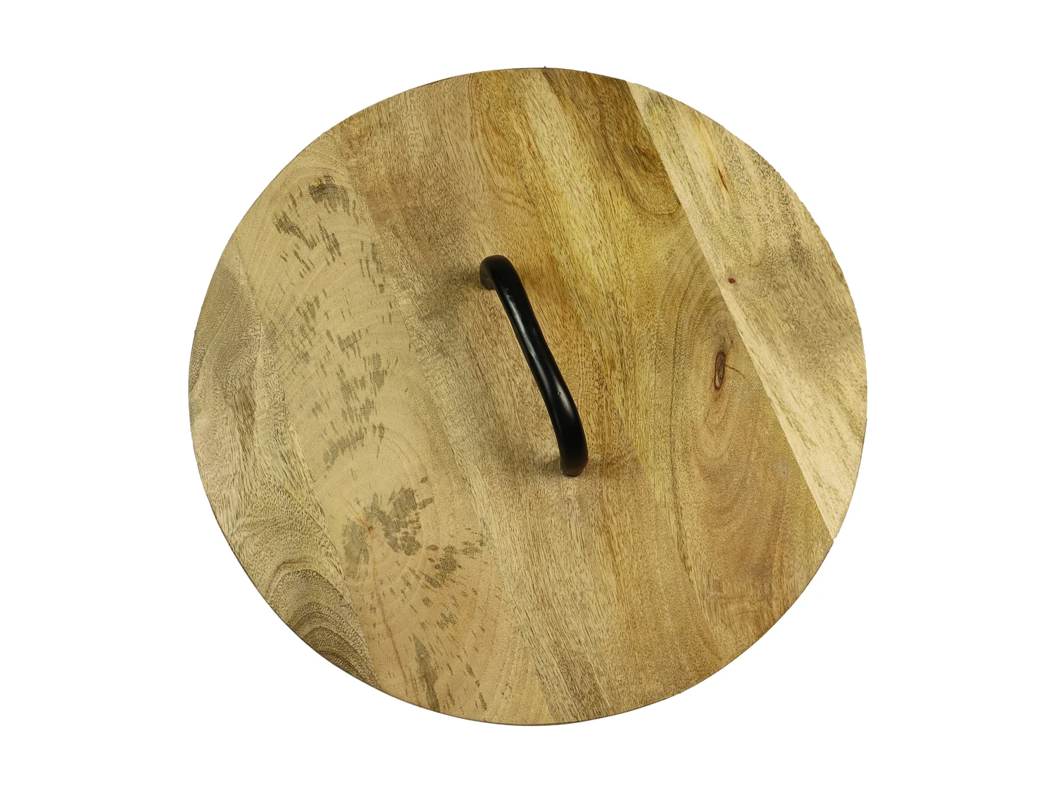 Table basse avec poignée - ø45x55 - Naturel-noir - Bois de manguier-métal