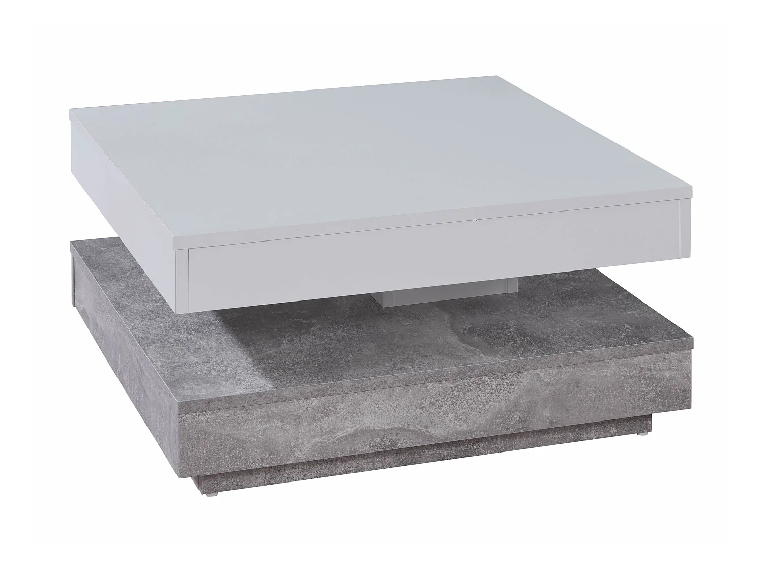 Meuble Salon-Séjour. Table basse en mélaminé blanc et gris . L-H-P: 70 - 35 - 70 cm