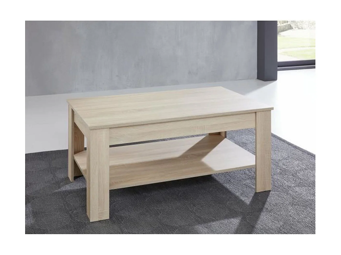 Table basse 2 niveaux chêne Sägerau Koryne L110xH49xP67