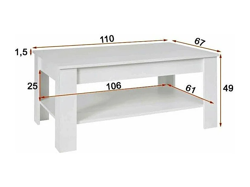 Table basse 2 niveaux chêne Sägerau Koryne L110xH49xP67