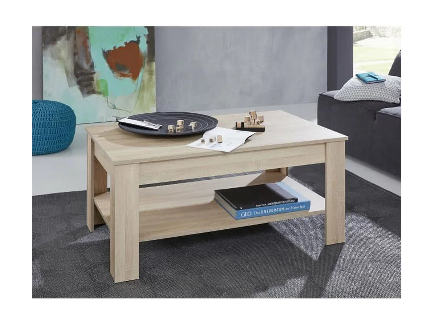 Table basse 2 niveaux chêne Sägerau Koryne L110xH49xP67