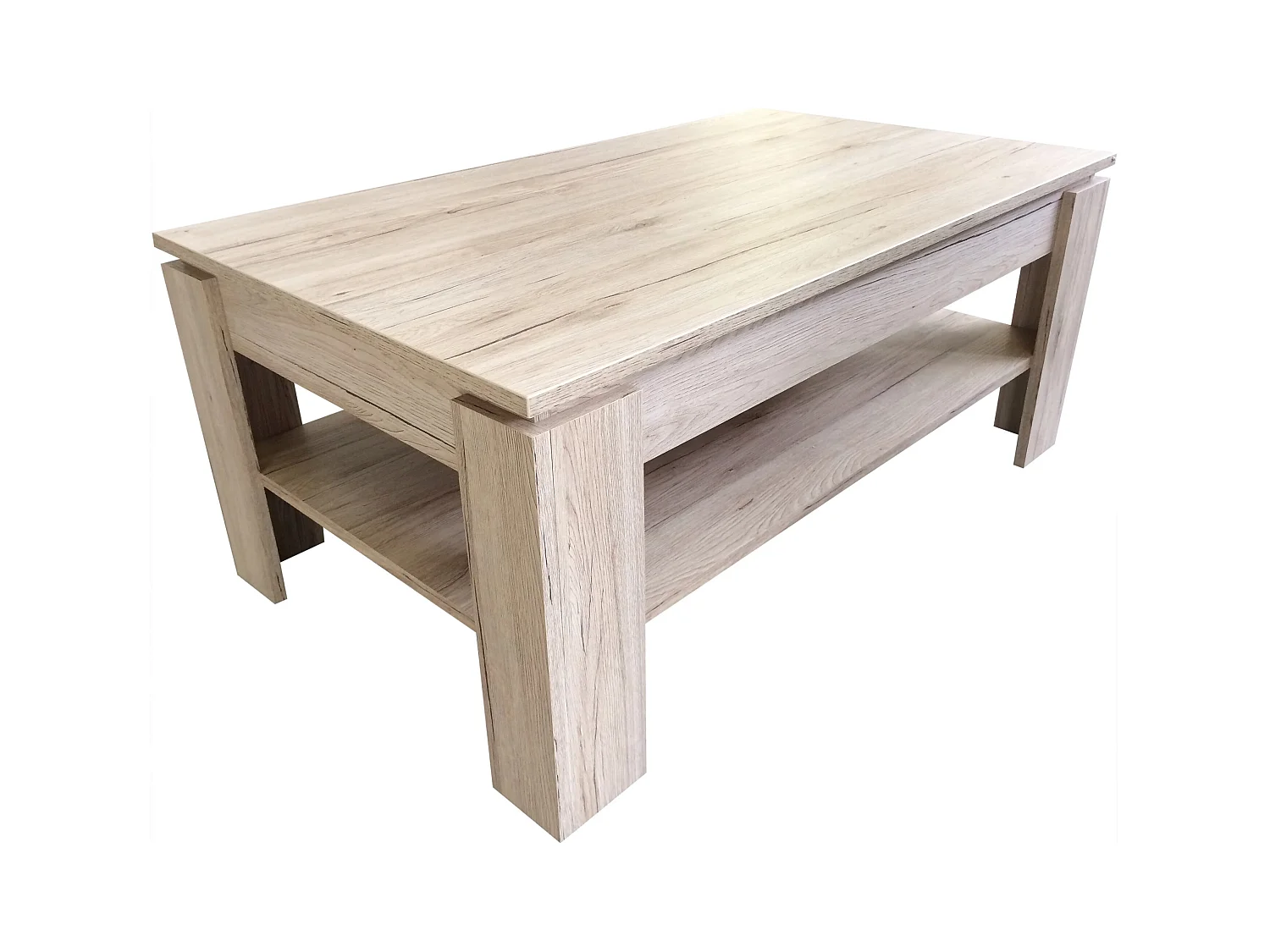 San Remo Koryne Mesa de centro de 2 niveles de roble arena L 110 x Al 47 x P 65 cm