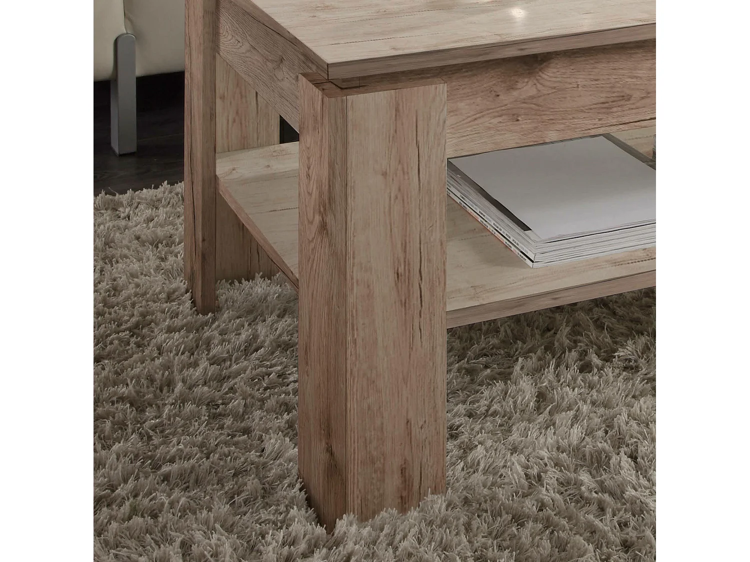Table basse 2 niveaux chêne sable San Remo Koryne L110xH47xP65