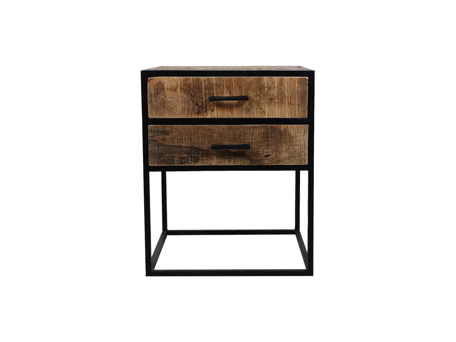 Table de chevet avec 2 tiroirs - Bois de manguier /fer 45*40*55