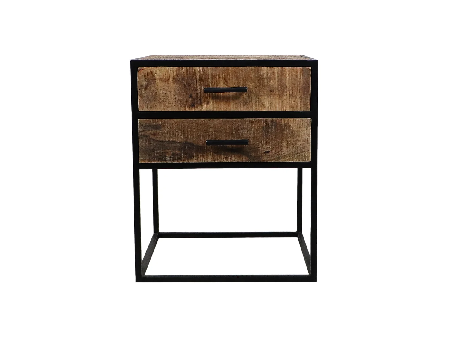 Table de chevet avec 2 tiroirs - Bois de manguier /fer 45*40*55