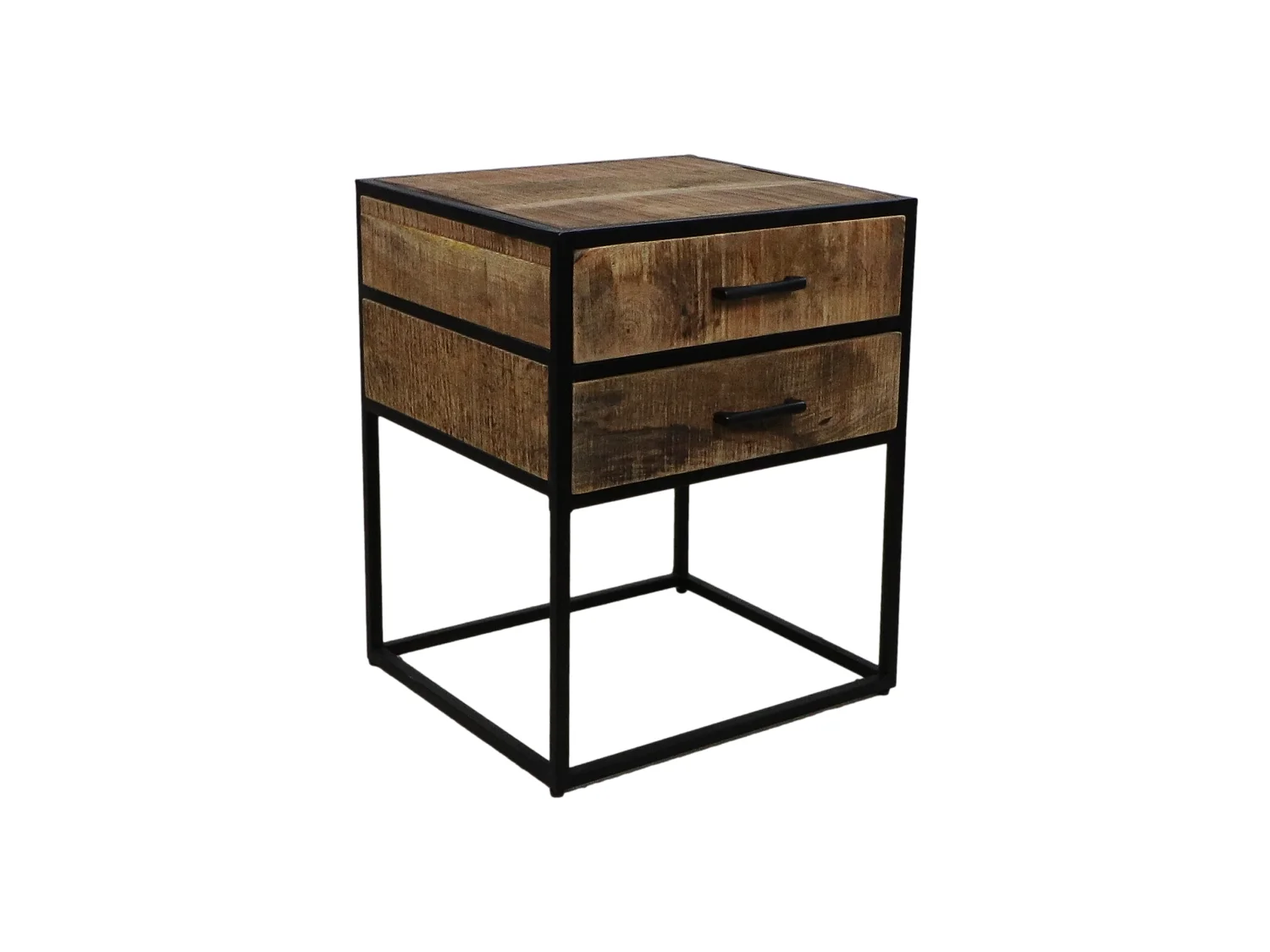 Table de chevet avec 2 tiroirs - Bois de manguier /fer 45*40*55