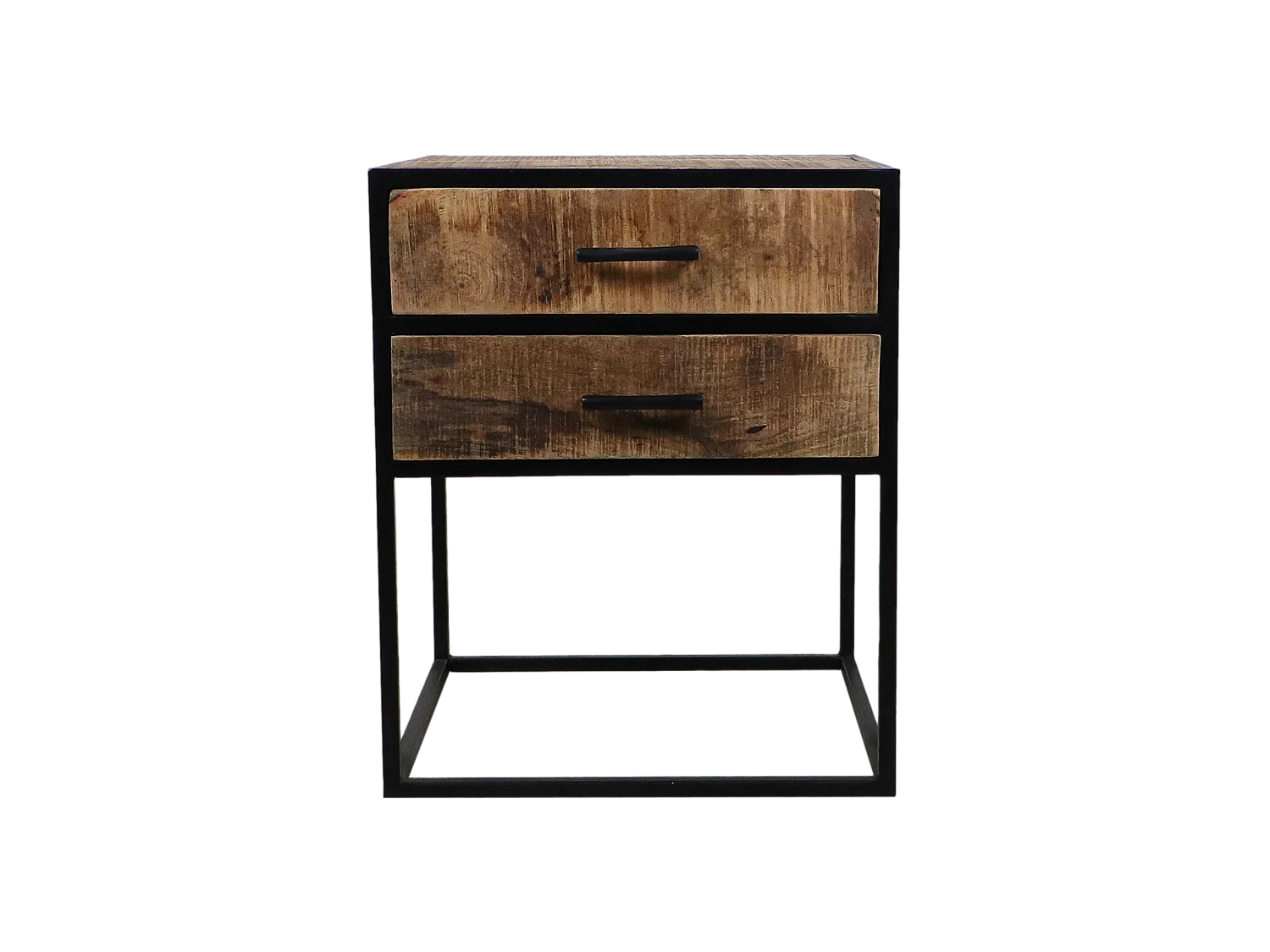 Table de chevet avec 2 tiroirs - Bois de manguier /fer 45*40*55