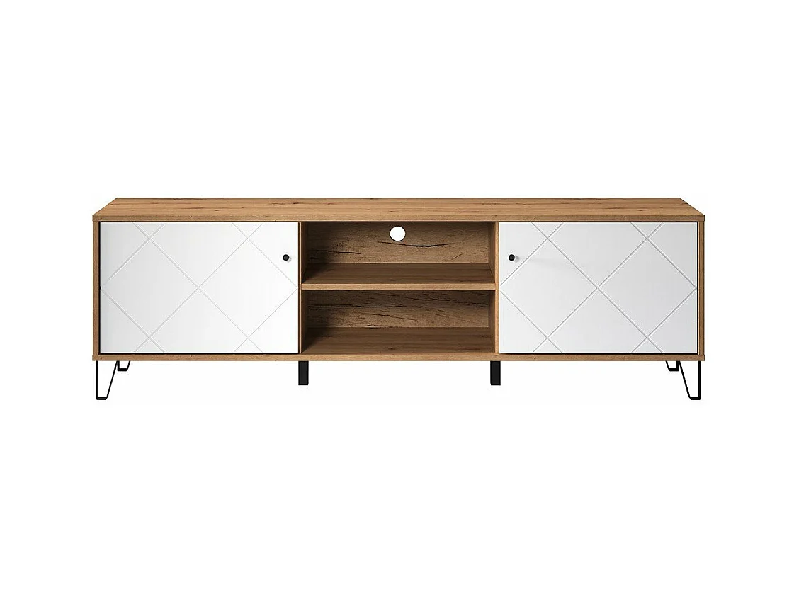 Meuble TV 2 portes et 2 niches blanc mat L183 cm - Touch
