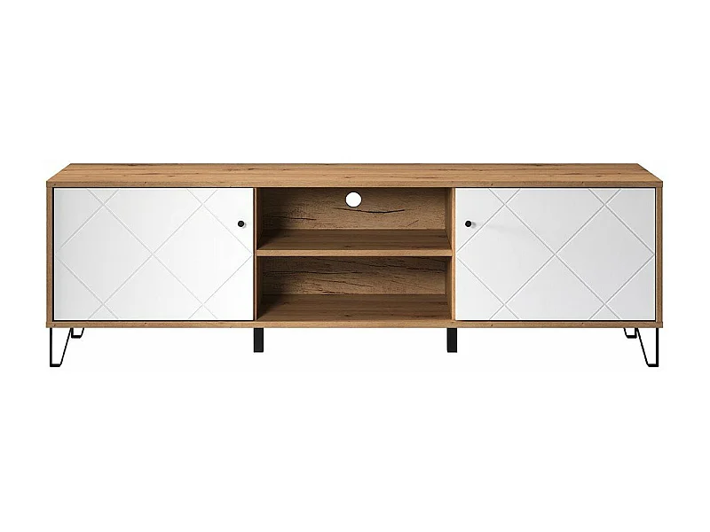 Meuble TV 2 portes et 2 niches blanc mat L183 cm - Touch