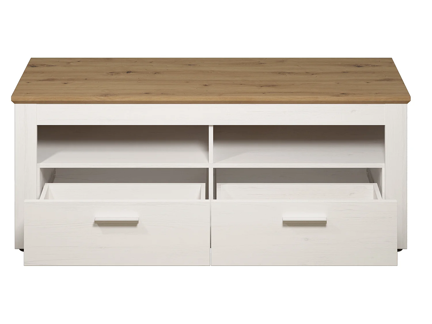 Meuble TV - Mélaminé - Naturel-Blanc - 148 - 59 - 45 cm