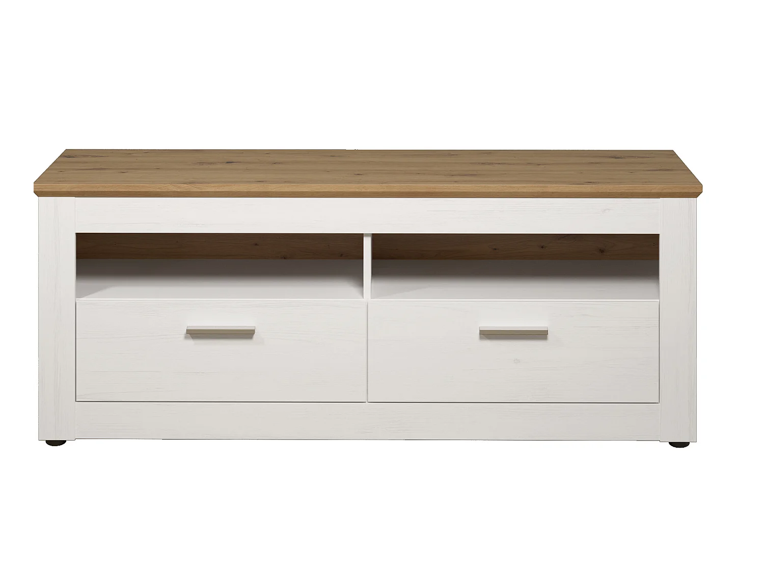 Meuble TV - Mélaminé - Naturel-Blanc - 148 - 59 - 45 cm