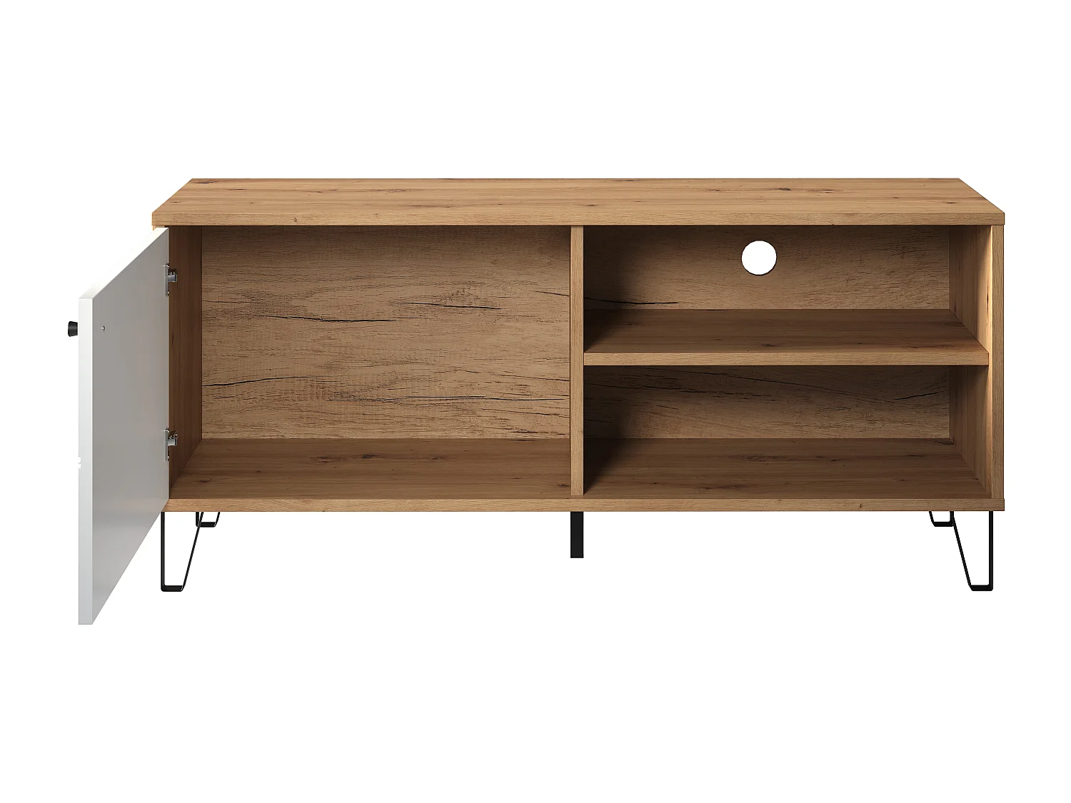 Meuble TV - Mélaminé chêne- Naturel-blanc - 123 - 56 - 40 cm