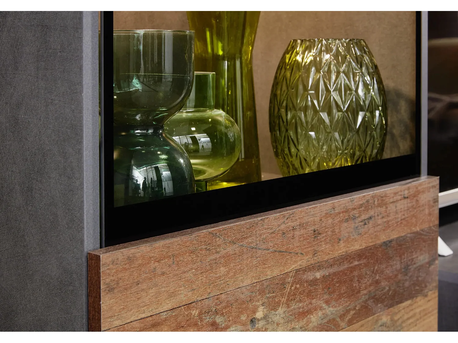 Ensemble meuble TV 4 pièces mélaminé chêne foncé et gris Gian