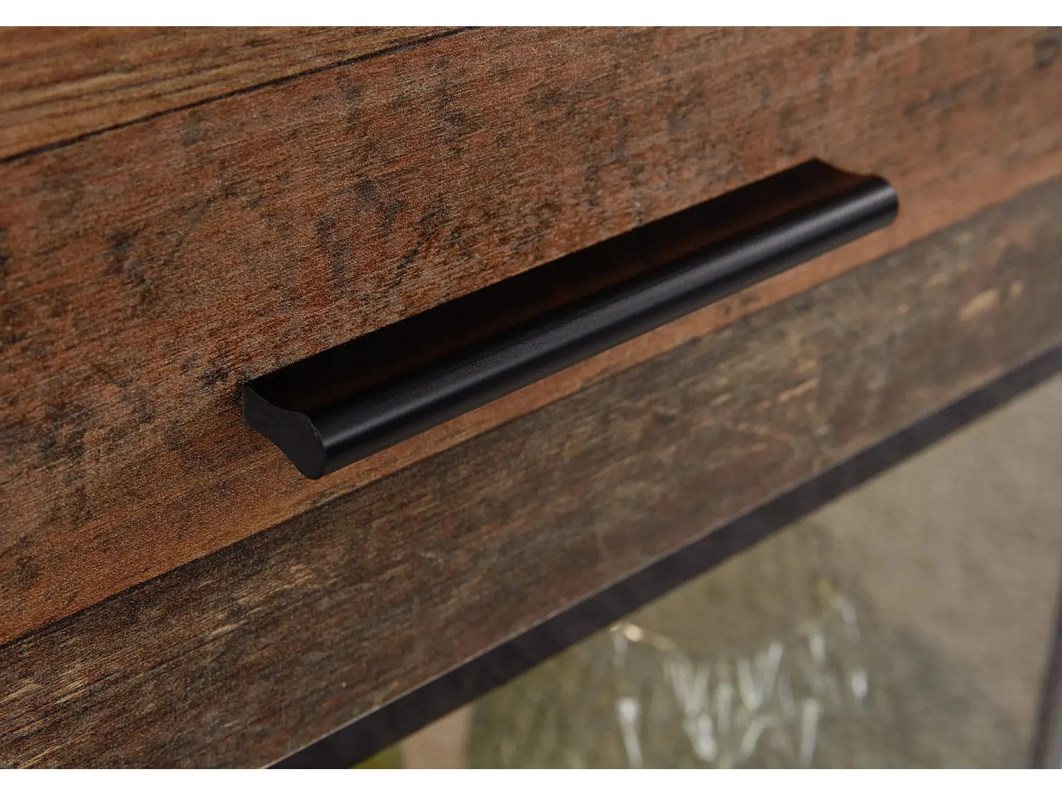 Ensemble meuble TV 4 pièces mélaminé chêne foncé et gris Gian