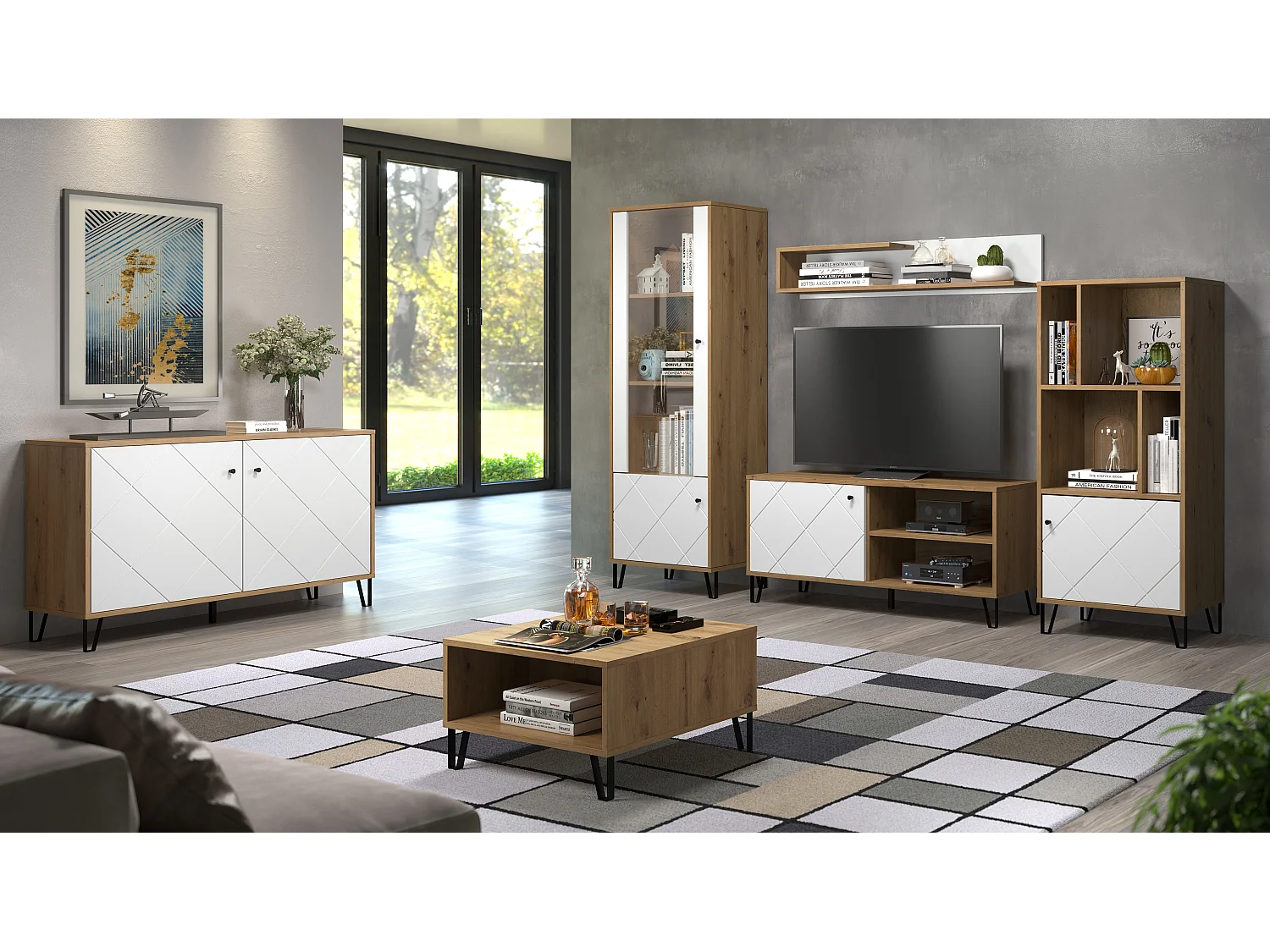 Mueble TV con 1 puerta y 2 huecos L123 cm - Touch