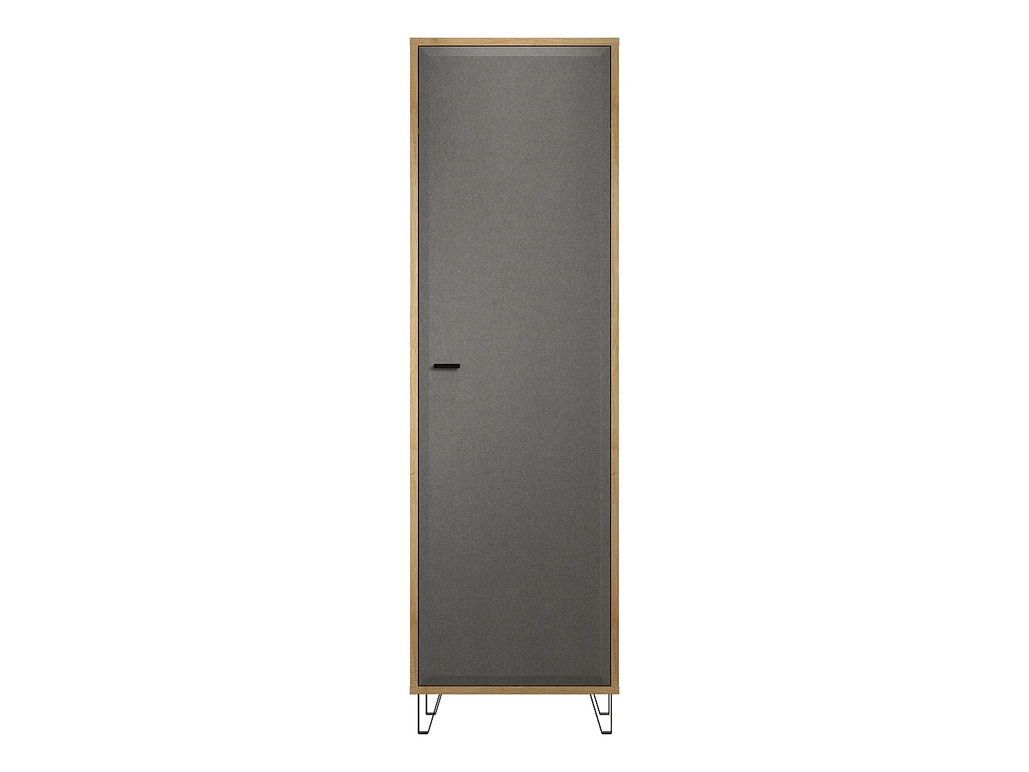 Armoire d'entrée - Mélaminé chêne et Feutre - Naturel-Gris foncé - 60 - 200 - 42 cm