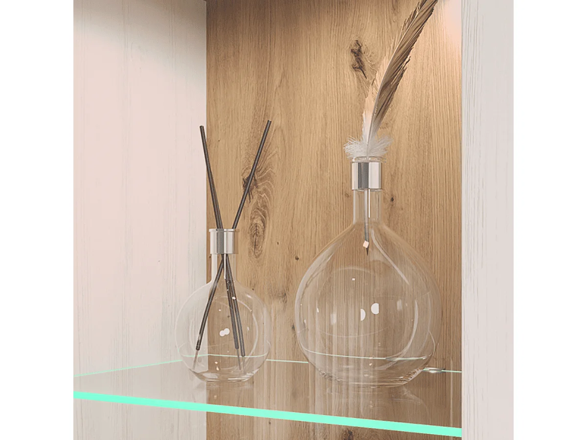 Vaisselier 2 portes dont une avec verre trempé H140 cm - Shade