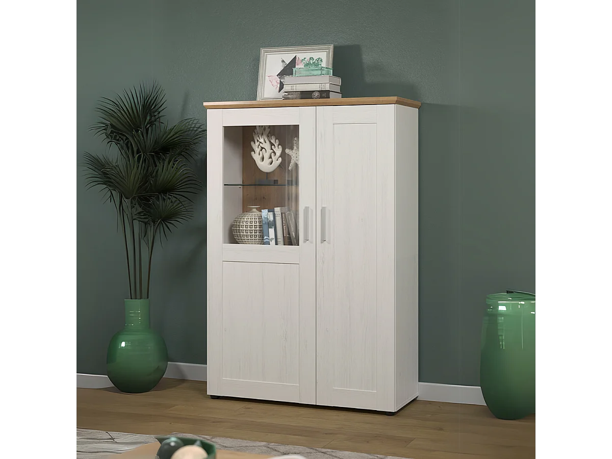 Buffetschrank 2 Türen, eine mit gehärtetem Glas H140 cm - Shade