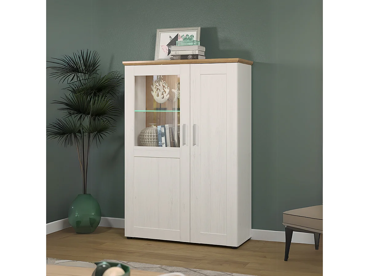 Buffetschrank 2 Türen, eine mit gehärtetem Glas H140 cm - Shade