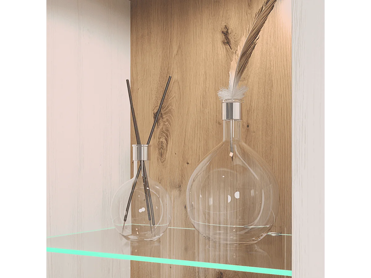 Buffetschrank 2 Türen, eine mit gehärtetem Glas H140 cm - Shade