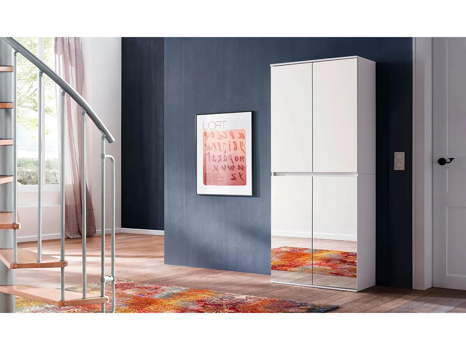 Armoire de rangement 4 portes avec miroir Cartel 74cm