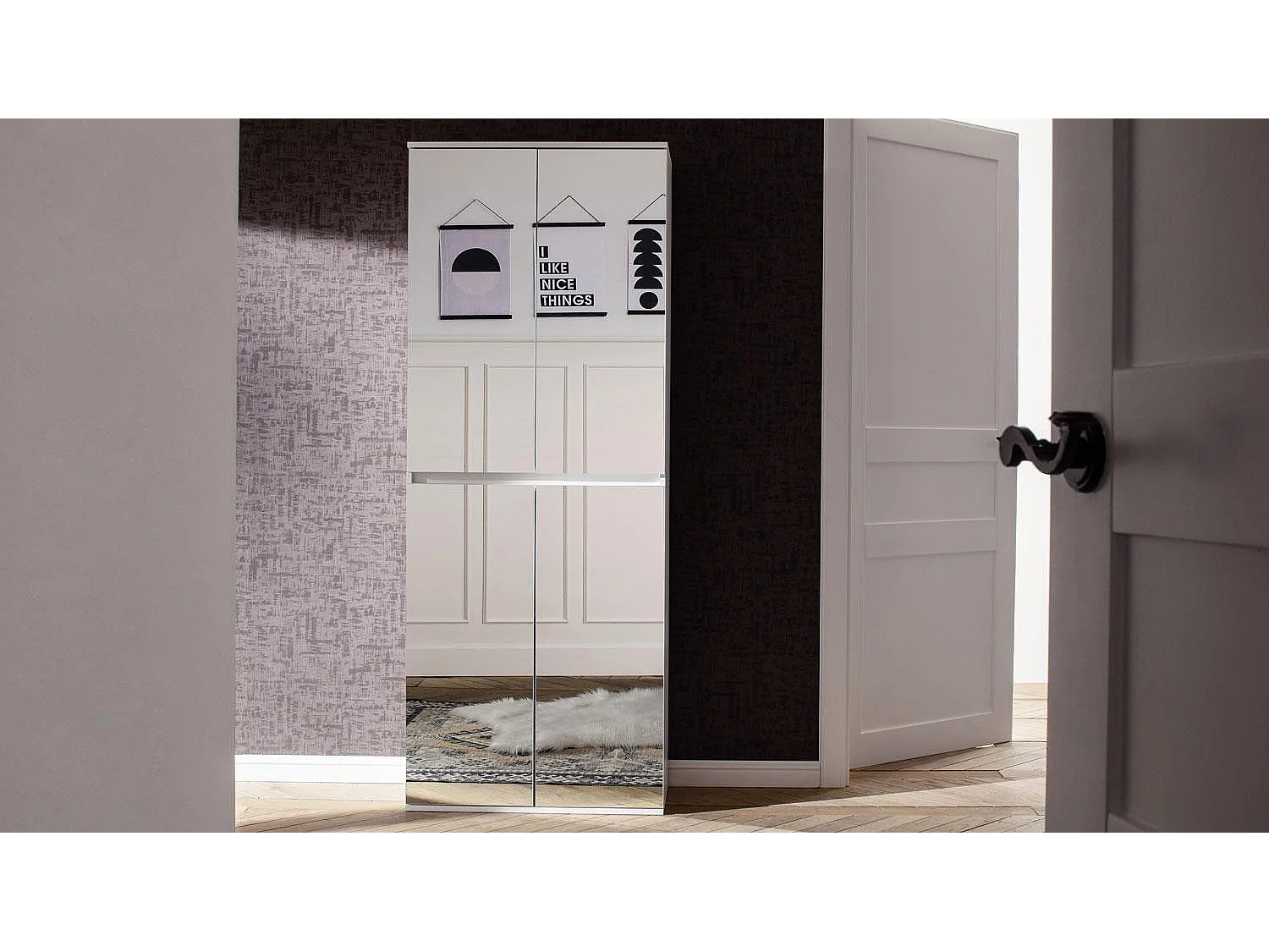 Armoire de rangement 4 portes avec miroir Cartel 74cm