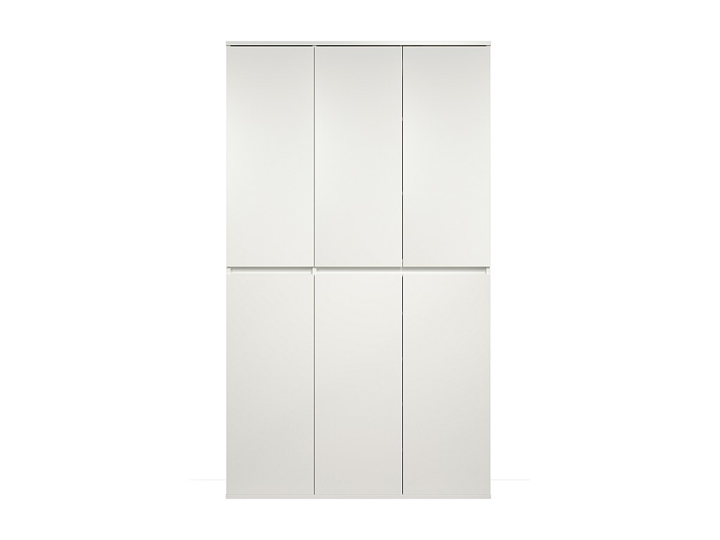 Armoire De Rangement 'Claus' - 6 Portes, 8 Étagères, Tringle à Vêtements - Blanc, 111x191.5cm - Pour Chambre, Salon - 10