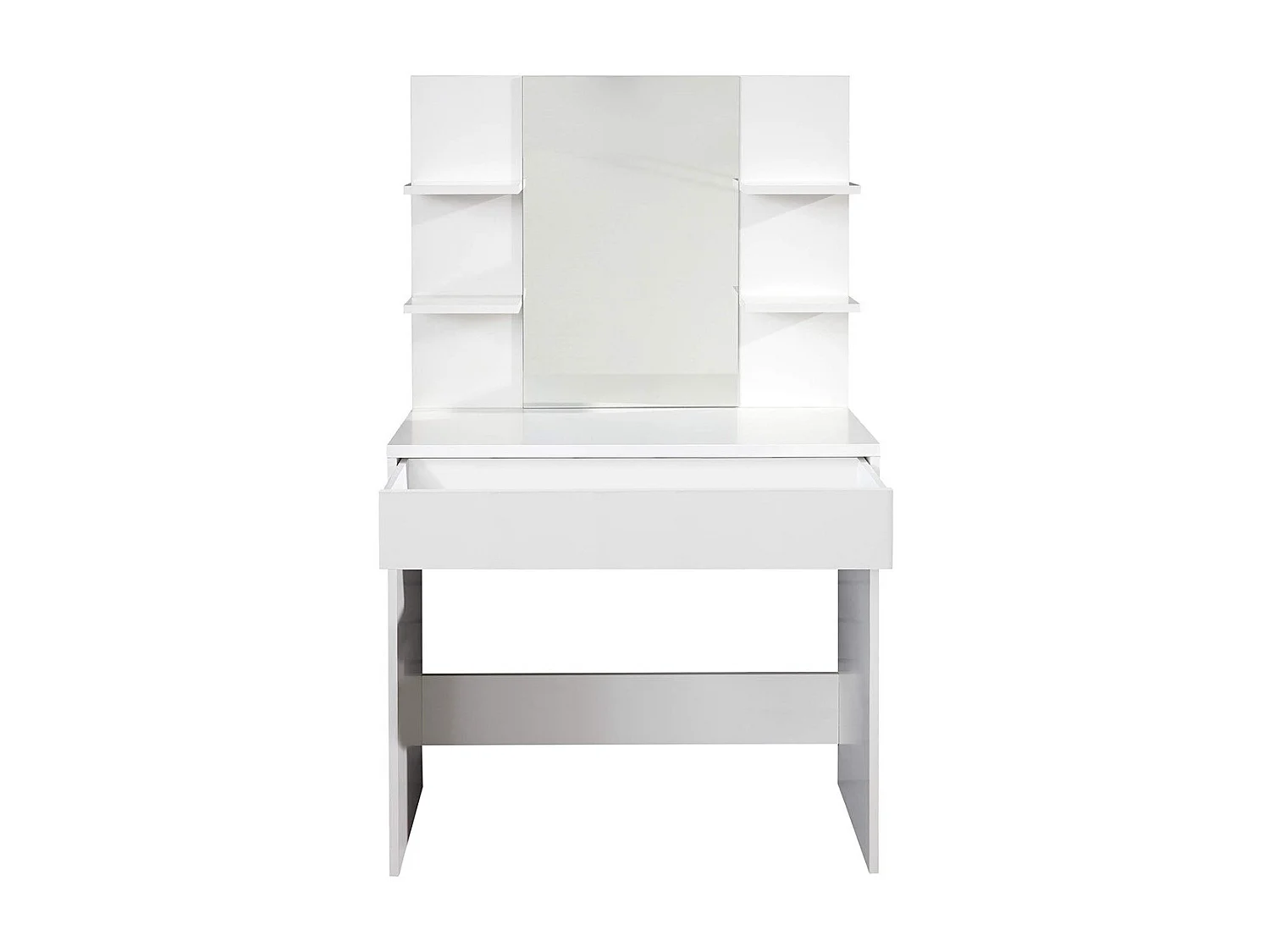 Coiffeuse avec 4 tablettes, 1 grand tiroir et 1 miroir L85 cm - Basix