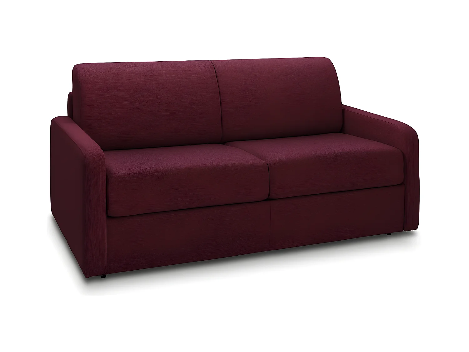 Canapé convertible express MAC MAHON sommier lattes 160cm matelas 16cm tissu tweed rouge mahogany