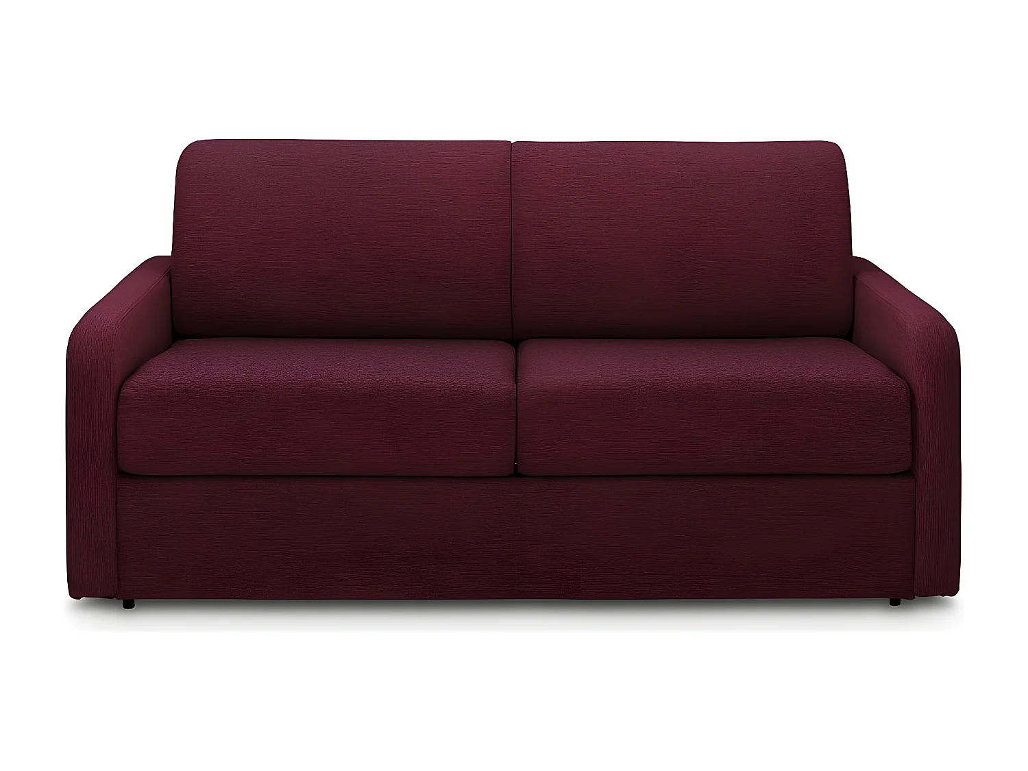 Canapé convertible express MAC MAHON sommier lattes 160cm matelas 16cm tissu tweed rouge mahogany