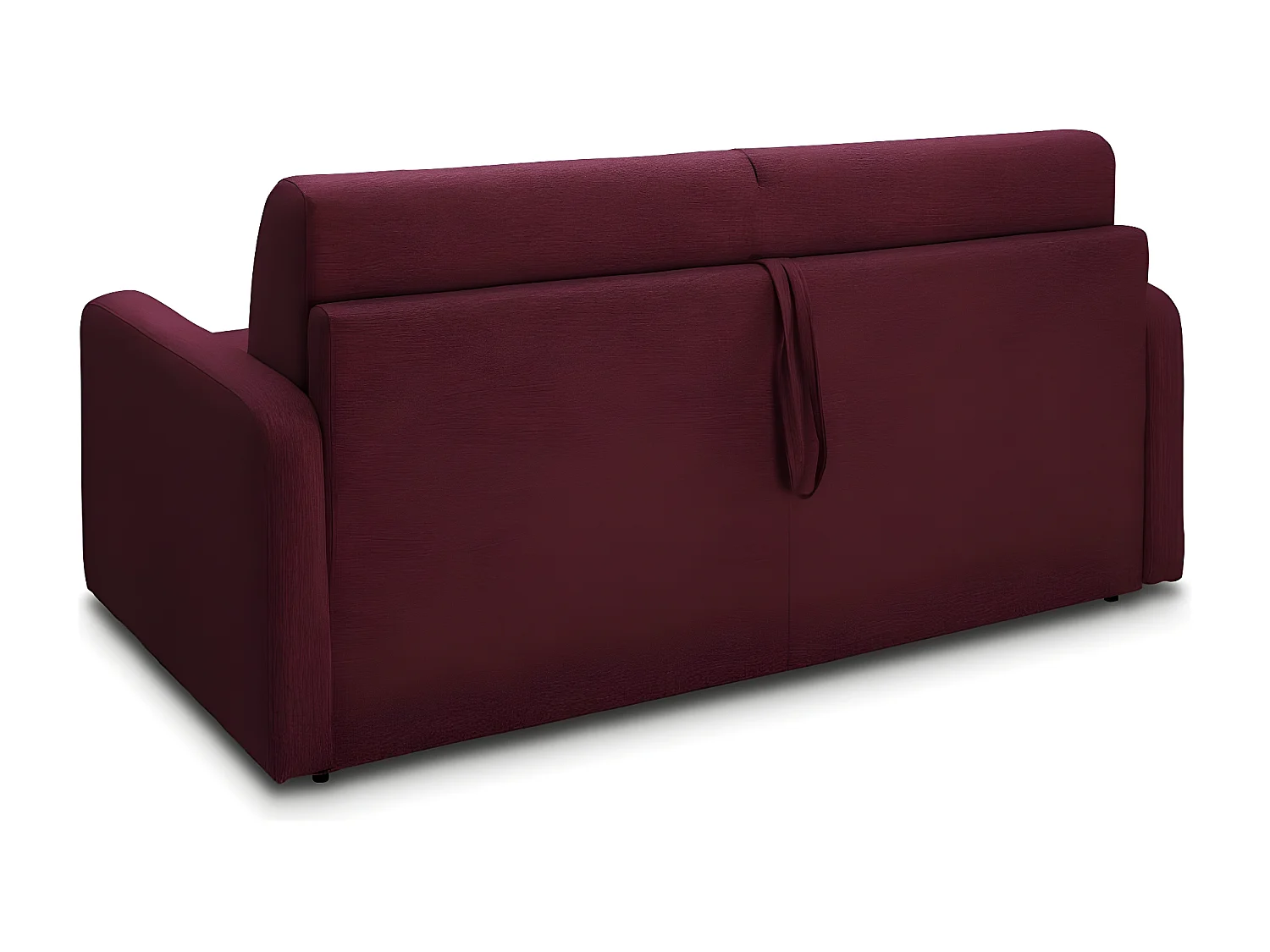 Canapé convertible express MAC MAHON sommier lattes 160cm matelas 16cm tissu tweed rouge mahogany