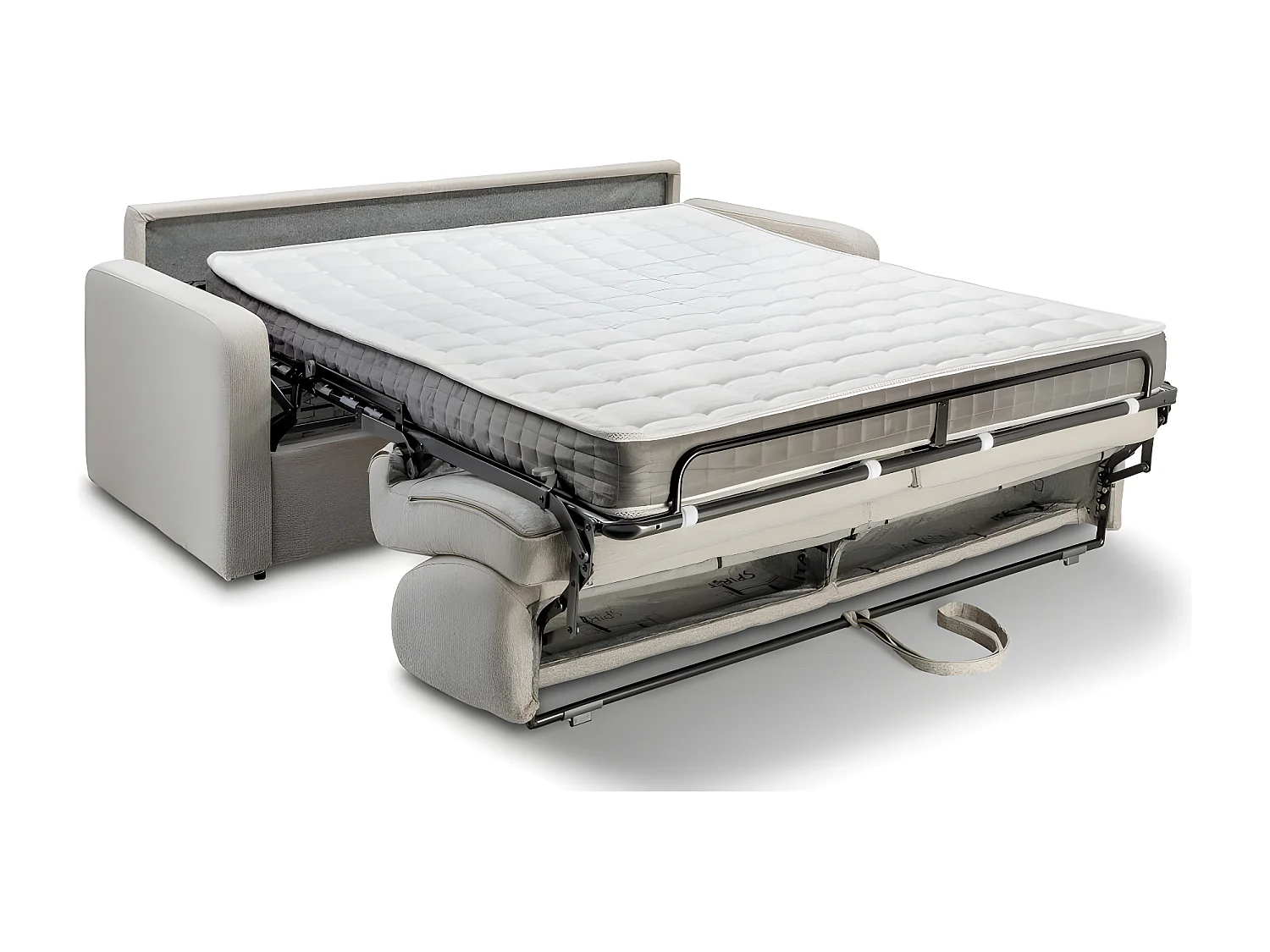 Canapé convertible express MAC MAHON sommier lattes 160cm matelas 16cm tissu tweed rouge mahogany