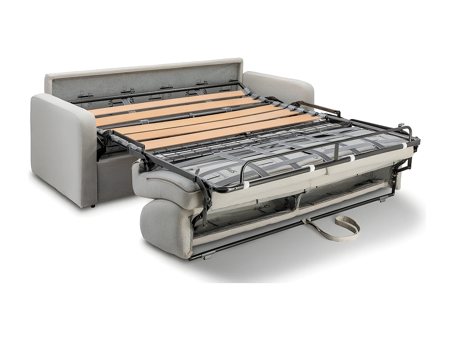 Canapé convertible express MAC MAHON sommier lattes 160cm matelas 16cm tissu tweed rouge mahogany